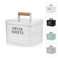 four different types of storage boxes with handles