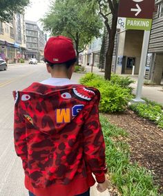 Red Bape Hoodie Outfit, Hoodie Bape, Money Stacks, Outfit Red, Hoodie Style, Zip Hoodies