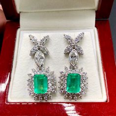 "MADE TO ORDER ONLY!! ENJOY OUR WORRY-FREE SERVICE AND THE DAZZLING, GENUINE JEWELRY WE DESIGN AND HANDCRAFT WITH LOVE❤️ ONE OF A KIND HANDCRAFTED EARRINGS! READY FOR SHIPPING! GIFT WRAP AVAILABLE! FREE UPS EXPRESS! \"You will get the best emeralds from one of the most experienced emeralds wholesalers in the world -- So Perfect Jewelry\" ONE OF A KIND HANDCRAFTED EARRINGS. BEYOND PRECIOUS! STUNNING 6.19TCW, Certified COLOMBIAN Emerald earrings. UNIQUE DESIGN! ONE OF A KIND! TRANSPARENT, SPARKLIN Fine Jewelry Gemstone Chandelier Earrings For Anniversary, Luxury Chandelier Earrings With 17 Jewels As A Gift, White Gold Platinum Gemstone Earrings, White Gold Diamond Bridal Earrings With Gemstones, Platinum White Gold Earrings With Gemstone, Luxury Gemstone Chandelier Earrings For Formal Occasions, Gia Certified Dangle Earrings For Formal Occasions, Gia Certified Dangle Earrings For Formal Events, Emerald Earrings With Diamond Cut In Fine Jewelry Style