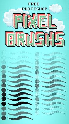 the pixel brushes for photoshopped with different shapes and sizes, all in one place