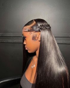 Frontal Wig Hairstyles, Wig Styling, Quick Weave Hairstyles, Frontal Hairstyles, Pretty Braided Hairstyles, Slick Hairstyles, Braided Hair, Ponytail Styles, Front Lace Wigs Human Hair