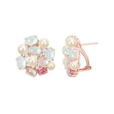 Accessorize in style with these Stella Grace 18k Rose Gold Over Silver Freshwater Cultured Pearl & Multi Gemstone Cluster Earrings. Click on this JEWELRY & WATCHES GUIDE to learn about fit, styles, materials and more! Accessorize in style with these Stella Grace 18k Rose Gold Over Silver Freshwater Cultured Pearl & Multi Gemstone Cluster Earrings. Click on this JEWELRY & WATCHES GUIDE to learn about fit, styles, materials and more! FEATURES Length: 21.5 mm x 20.6 mm Closures: omega Nickel free Metal: sterling silver Plating: 18k rose gold flash plated Finish: polished Packaging: boxedSTONE DETAILS Stone type: aquamarine, morganite, white sapphire, pink tourmaline Total weight: 9 ct. Shape: cabochon, oval, round Setting: prongCULTURED PEARL DETAILS Type: freshwater Diameter: 4-4.5 mm; 5-5.5 Pearl Details, Cluster Earrings, Pink Tone, White Sapphire, Cultured Pearls, Pink Tourmaline, 18k Rose Gold, Tourmaline, In Style