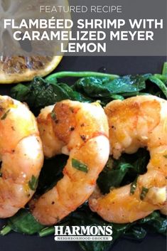 cooked shrimp with caramelized meyer lemon