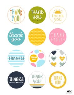 thank you stickers are shown in different colors