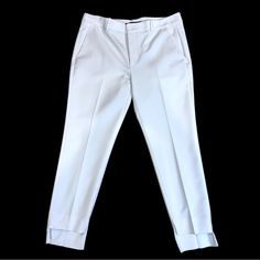 Zara Woman White Skinny Ankle Chino Trousers Pants Brand New With Tags Size Us 8 Eu 40 Mex 30 White Chinos With Fitted Mid-Waist. Front Pockets And Double Welp Pockets In The Back. Leg Hemline Is Shorter On Front Than Back By Design. Front Rise 9.5” Waist 17” Inside Leg 27” Excellent Like New Condition. White Fitted Tapered Leg Dress Pants, Fitted White Tapered Leg Dress Pants, White Slim Fit Pants With Straight Hem, White Slim Fit Dress Pants For Business Casual, Fitted White Flat Front Pants, Classic White Stretch Dress Pants, White Elegant Flat Front Bottoms, Elegant White Flat Front Bottoms, White Slim Fit Bottoms With Straight Hem