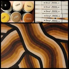 various types of nail polish are shown in three different pictures, one is yellow and the other is brown