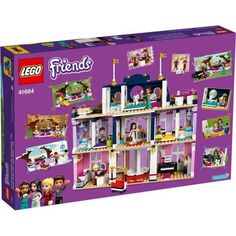 the lego friends house is in its box with pictures on it's front and side