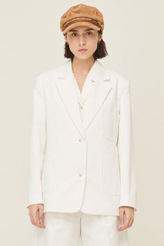 Rebecca Classic Blazer Front button closure 3-pocket style Full lined * Product Specification 100% Cotton * Flat Measurement: S/M: Shoulder: 41cm (16.1in) / Bust: 48.5cm (19.1in) / Sleeve: 58cm (22.8in) / Armhole: 22cm (8.7in) / Length: 69.5cm (27.4in) / M/L: Shoulder: 42cm (16.5in) / Bust: 51cm (20in) / Sleeve: 59cm (23.2in) / Armhole: 24cm (9.4in) / Length: 70cm (27.5in) / * Professional Clean Only / Do Not Tumble Dry Model's height is 5′ 7″ (176cm) Bust 31in Waist 23in Hip 34in and wearing S/ Classic Everyday Blazer With Lapel Collar, Classic Blazer With Lapel Collar For Everyday, Classic Blazer With Buttoned Pockets And Relaxed Fit, Relaxed Fit Office Blazer With Pockets, Solid Blazer With Notched Collar And Pockets, Classic Button-up Blazer For Everyday, White Blazer With Buttoned Pockets For Spring, Notched Blazer With Pockets For Spring, Classic Relaxed Fit Blazer With Pockets