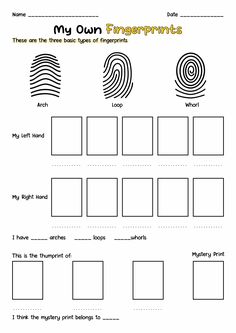 the fingerprints worksheet for students to practice their handwriting and writing skills