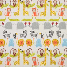 an animal themed fabric with many different animals on it's sides and one in the middle