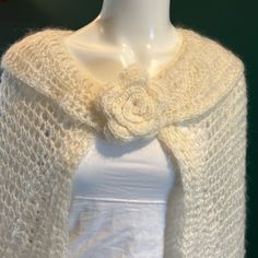 Elizabeth Gillette Nyc For Anthropology Mohair Blend Crocheted Shawl/Cape. Beautiful Mohair Blend Cape With Crochet Floral Button Closure. Shoulder To Him Measures Approximately 31 Inches. With Measures Approximately 39 Inches Near The Hem. Brand New With Tags Bundle And Save On Shipping Smoke Free Home Pet Friendly Mohair Crochet, Crochet Shaw, Anthropologie Fall, Crochet Capelet, Crocheted Shawl, Crochet Cape, Turtleneck Poncho, Knit Projects, Poncho Cardigan