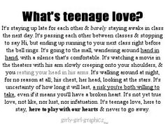 a poem written in black and white with the words what's teenage love?