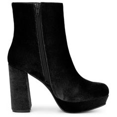 A must-have for fall and winter! This pair of thick-heeled round-toed boots is so versatile! Its thick heel design makes you walk lightly without worrying about foot pain; the round-toed design is very versatile and can be paired with skirts and jeans! This pair of boots is also very high-heeled, which is very flattering to the leg shape Whether it is shopping or dating, attending parties can wear the women's round-toe faux velvet block heels and ankle boots, this pair of shoes can be matched wi Winter Heels With Stacked Heel And Medium Width, Fall Chunky Platform Heels With Block Heel, Chunky Platform Block Heel For Fall, Chunky Platform Block Heels For Fall, High Heel Platform Boots With Stacked Heel For Fall, Winter Heels With Reinforced Block Heel, Winter Platform Boots With Reinforced Block Heel, Winter Heeled Boots With Reinforced Block Heel, Fall Platform Boots With Stacked High Heel