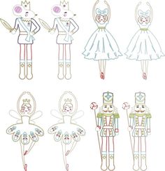 an image of some cartoon characters in different outfits