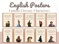 an english poster showing the famous characters