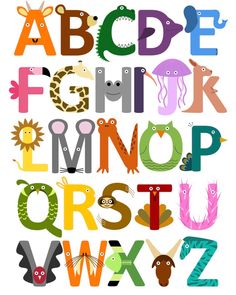 the alphabet is made up of colorful letters