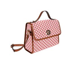 Handbags Red Country Picnic Plaid Pattern  / All Over Print Waterproof Canvas Bag / Crossbody Bags Purse Shoulder Bag This casual plaid pattern is reminiscent of summer picnics with its red plaid design. Other colors are available. In the personalization section at checkout just let me know your favorite colors. The canvass is very durable and is water-resistant. The outside pouch allows for quick access to your cell phone or keys. This is a feature I love because I'm on the phone alot taking ca Rectangular Coated Canvas Box Bag For Travel, Red Coated Canvas Bag With Detachable Handle, Red Coated Canvas Satchel Shoulder Bag, Square Coated Canvas Satchel For Travel, Square Coated Canvas Travel Satchel, Red Square Satchel For School, Red Coated Canvas Satchel Bag, Coated Canvas Crossbody Box Bag For Travel, Travel Crossbody Box Bag In Coated Canvas