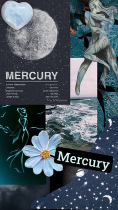 a collage of images with the words mercury on them