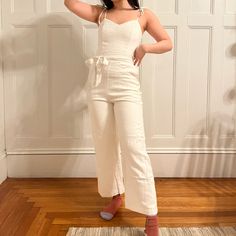 This Gorgeous Jumpsuit Is Nwt And In Perfect Condition. It’s Excellent Quality, 100% Cotton Linen. It Has Adjustable Straps (See The Last Photo) And A Removable Belt. It Is An Xsmall, Would Recommend For My Petite Folks. The Back Has A Stretchy Panel. It Also Has Pockets!! Fitted Linen Jumpsuits And Rompers For Spring, Chic Fitted Cotton Overalls, Spring Fitted Linen Jumpsuits And Rompers, Fitted Overalls For Brunch, Fitted Overall Jumpsuit For Brunch, Fitted Jumpsuits And Rompers For Brunch, Chic Fitted Cotton Jumpsuits And Rompers, Chic Cotton Jumpsuits And Rompers For Brunch, Fitted Sleeveless Overalls For Loungewear