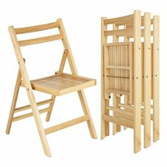 two wooden folding chairs next to each other