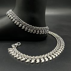 Name of product:  925 Sterling Silver Light Weight Anklet / Silver Payal Weight: 72 grams. Length: 26.5centimeter  Stamped: 925 FREE EXPRESS SHIPPING -----Feedback::- A satisfied customer is our top priority and your feedback forms the backbone of our success. Don't forget to give positive feedback along with good ratings. Thank You Silver Wedding Anklets With Oxidized Finish, Festive Silver Sterling Silver Anklets, Silver Anklets With Latkans For Wedding, Silver Wedding Anklets With Latkans, Oxidized Metal Anklets, Adjustable Silver Anklets For Festivals, Silver Anklets For Festivals, Silver Anklet As A Gift, Elegant Silver Anklets With Latkans