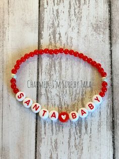 Excited to share this item from my #etsy shop: Santa Baby beaded bracelet/ Christmas word bracelet Personalized Adjustable Beaded Bracelets For Christmas, Adjustable Red Name Bracelet With Round Beads, Personalized Red Name Bracelet With Round Beads, Red Name Bracelet With Letter Beads For Gift, Holiday Jewelry With Letter Beads, Red Letter Beads For Gifts, Adjustable Personalized Red Stretch Bracelet, Red Adjustable Personalized Stretch Bracelet, Holiday Jewelry With Letter Round Beads