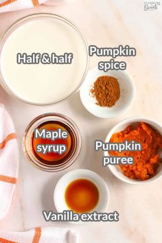 ingredients to make pumpkin spice in small bowls