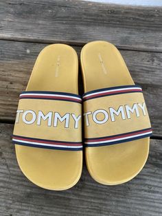 Up for consideration are these pre-owned TOMMY HILFIGER Slides Sandals Slip On Shoes Men’s Size 8M Yellow. Be sure to view all photos and FEEL FREE TO MAKE OFFERS!!!! Many other items listed. Thanks for looking. Sporty Yellow Sport Sandals For Summer, Yellow Sporty Sandals For Summer, Casual Yellow Sport Sandals With Removable Insole, Yellow Slides With Rubber Sole For Summer, Yellow Rubber Sole Slides For Summer, Yellow Summer Slides With Rubber Sole, Yellow Sporty Slides For Summer, Yellow Sport Sandals With Cushioned Footbed, Tommy Hilfiger Flip Flops For Beach In Summer