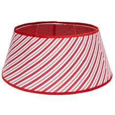 a red and white striped lamp shade