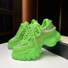 Color: Green, Size: 39 Bedazzled Shoes, Dad Shoes, Super High Heels, Platform Heel, Platform Shoes, Platform Heels, Haiti, Brunei, High Heel