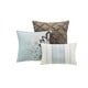 three pillows with decorative designs on them