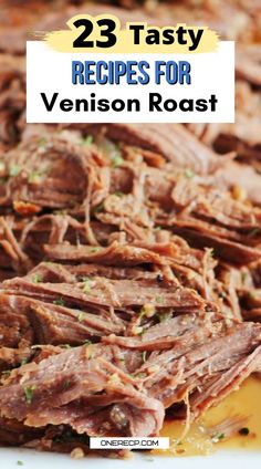 Explore 23 tasty recipes for venison roast that bring out its rich, hearty flavors! Whether you're roasting, slow-cooking, or grilling, these ideas are perfect for a special meal. Click for more! Cooking Deer Roast, Venison Chuck Roast Recipes, Things To Make With Deer Meat, Deer Tenderloin Recipe, How To Cook Deer Roast, Crockpot Recipes With Deer Meat, How To Tenderize Deer Meat, Deer Sirloin Recipes