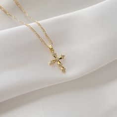 Gold Filled Cross Necklace. Non Tarnish Gift For Her – elementsbykristina Cheap Gold Cross Pendant Jewelry, Luxury Gold Cross Necklace Gift, Cheap Yellow Gold Cross Necklace, Cross Necklace Aesthetic, Classy Necklaces, Cross Pendant Necklace Woman, Tiny Cross Necklace, Dainty Cross Necklace, Necklace Aesthetic