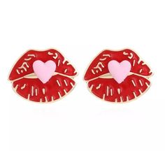 Retro Red Kissing Heart Lips Earrings Metal: Alloy Material: Alloy Size: 2.3cm X 2.95cm Brand New Never Used Trendy Earrings For Valentine's Day Gift, Trendy Valentine's Day Earrings For Gift, Trendy Valentine's Day Gift Earrings, Red Heart Charm Metal Earrings, Heart Shaped Metal Earrings For Valentine's Day, Heart-shaped Metal Earrings For Valentine's Day, Red Heart Print Earrings For Gifts, Cute Heart-shaped Metal Earrings, Valentine's Day Heart Metal Earrings