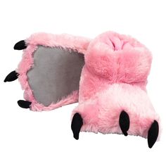 Pink Bear Paw Slippers by Lazy One Aesthetic Slides, Bear Paw Slippers, Bearpaw Slippers, Paw Slippers, Jersey Beach, Fun Slippers, Fuzzy Wuzzy, Bear Slippers, Gloomy Bear