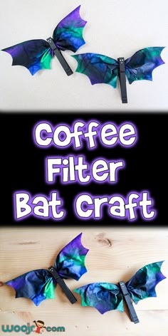 coffee filter bat craft for kids to make with paper and glue on the outside of it