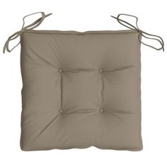 an image of a square seat cushion with ties on the sides and buttons at the back