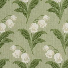 a green and white wallpaper with flowers on it