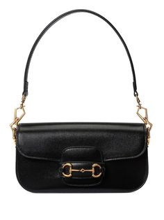 Gucci presents the iconic Horsebit symbol on this shoulder bag, inspired by their equestrian heritage.- Horsebit 1955 small leather shoulder bag- Color: Black- Gold-toned hardware- Microfiber lining with a suede-like finish- Made in ItalyGender: WomenColor: BlackMade in: ImportedProduct ID: 735178 1DB0G_1000*Import tax/duty will be calculated at checkout (If applicable) Gucci Mini, Gucci Horsebit, Leather Shoulder Handbags, Trending Handbag, Leather Cap, Black Leather Bags, Beach Tote Bags, Gucci Handbags, Small Shoulder Bag