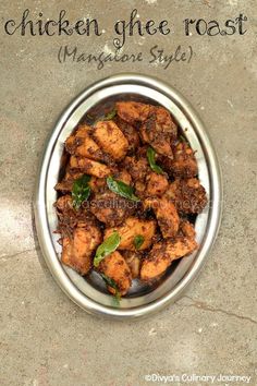 chicken ghee roast in a metal bowl