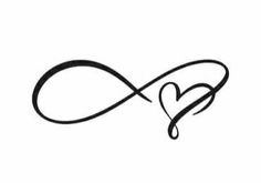 an infinite love symbol with a heart on it's side, in black and white