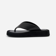 leather throng sandals. leather upper throng toe wedge heel: 1.25' ( 3cm ) Collage Cutouts, Basic Sandals, Black Platform Sandals, Ootd Inspo, Aesthetic Shoes, Black Platform, Chic Fashion, Vacation Outfits, Shoes Shoes