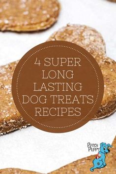 four super long lasting dog treats with the title overlay