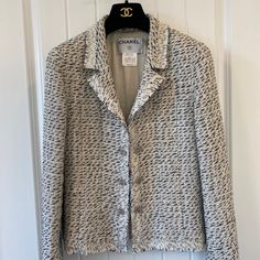 Excellent Condition Chanel Tweed Suit, Size 38, But Professionally Altered At The Chanel Boutique For Size 36 Beige Tweed Suit, Chanel Jackets, Chanel Beige, Chanel Boutique, Tweed Suit, Chanel Tweed, Tweed Suits, Blazer Suit, Suit Jacket