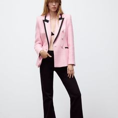 Brand New With Tag One Of Zara’s Top Selling Blazers Xs And S Available Luxury Pink Single Breasted Outerwear, Luxury Pink Single-breasted Outerwear, Luxury Pink Outerwear For Office, Luxury Pink Party Blazer, Pink Tailored Party Outerwear, Luxury Pink Winter Blazer, Chic Pink Single-breasted Blazer, Chic Pink Zara Outerwear, Zara Pink Single-breasted Blazer