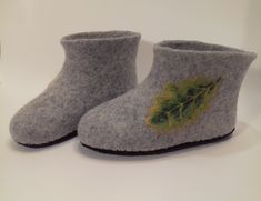 Grey women boots with soles Felted shoes Organic wool house shoes Gift for you Soft warm house shoes Felted shoes specially for you! House shoes. Valenki. Absolutely ECO, natural, hand felted boots from wool. Boots are made using only water and soap. Made in accordance with my own design - cute, simple and functional.  I recommend them for year round wear, because they are great for keeping your feet warm indoors.  Sole is leather. Really cute, warm, strong and silent. ATTENTION: All sizes can b Winter Felt Slippers With Round Toe, Indoor Winter Booties With Round Toe, Comfortable Indoor Booties With Round Toe, Wool Boots, Felt House, Felt Boots, Felt Slippers, Wool Shoes, Felt Shoes