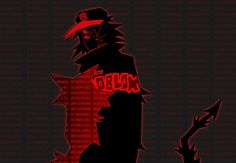 a red and black wallpaper with an image of a man wearing a hat