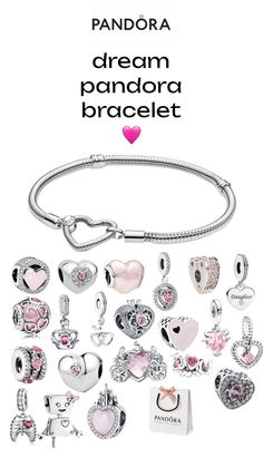 #myfirstshuffle Pandora Bracelet Theme Ideas, Pandora Bracelet Charms Ideas Silver, Pandora Bracelet Ideas Inspiration, Pandora Bracelet Ideas Sliver, Pandora Theme Bracelet, Rapunzel Pandora Bracelet, Pink Charm Bracelet, Icon Jewelry