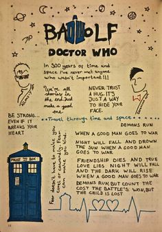 a doctor who poster with some writing on it