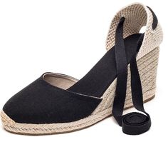 PRICES MAY VARY. Upper Material: Linen; Lining Material: Cotton Midsole: Natural Jute;Sole:Rubber Heel measures approximately 3" Platform measures approximately 0.75 inches Round-toe wedges espadrille with cap toe U-lite Cap Toe Platform Wedges Sandals for Women, Classic Soft Ankle-Tie Lace up Espadrilles Shoes Black-3" 9 Summer Dress Shoes, Summer Dresses Shoes, Womens Espadrilles Wedges, Espadrilles Shoes, Lace Up Espadrilles, Wedges Sandals, Espadrille Wedge, Espadrille Sandals, Black Wedges